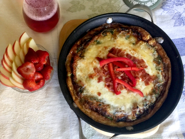 Bacon and potato frittata with provolone and fontina.